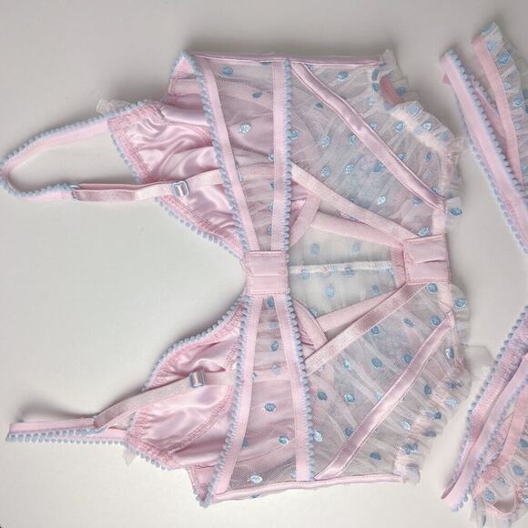 For Love And Lemons Delicate Rose Floral Foil bustier and panty set - Picture 8 of 11